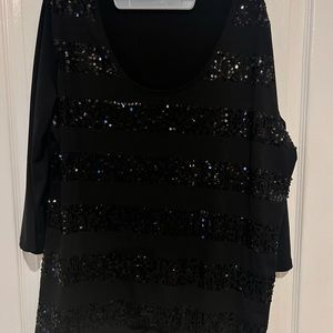 Cato Black Sequined 3/4 sleeve Blouse